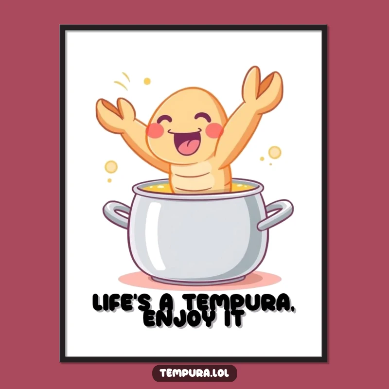 Free Printable Wall Art: Joyful Tempura Shrimp Art, Funny Downloadable Decor.