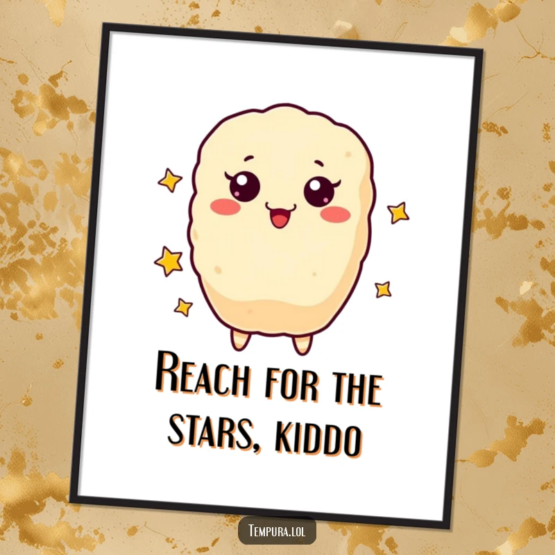 Funny Free Printable Wall Art: A tempura character joyfully juggles glowing stars, creating a whimsical and downloadable piece.