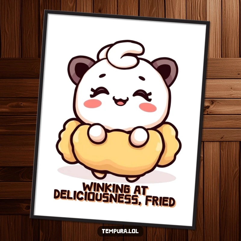 Funny Free Printable Wall Art: A happy piece of tempura winks with a sweet, tiny smile.