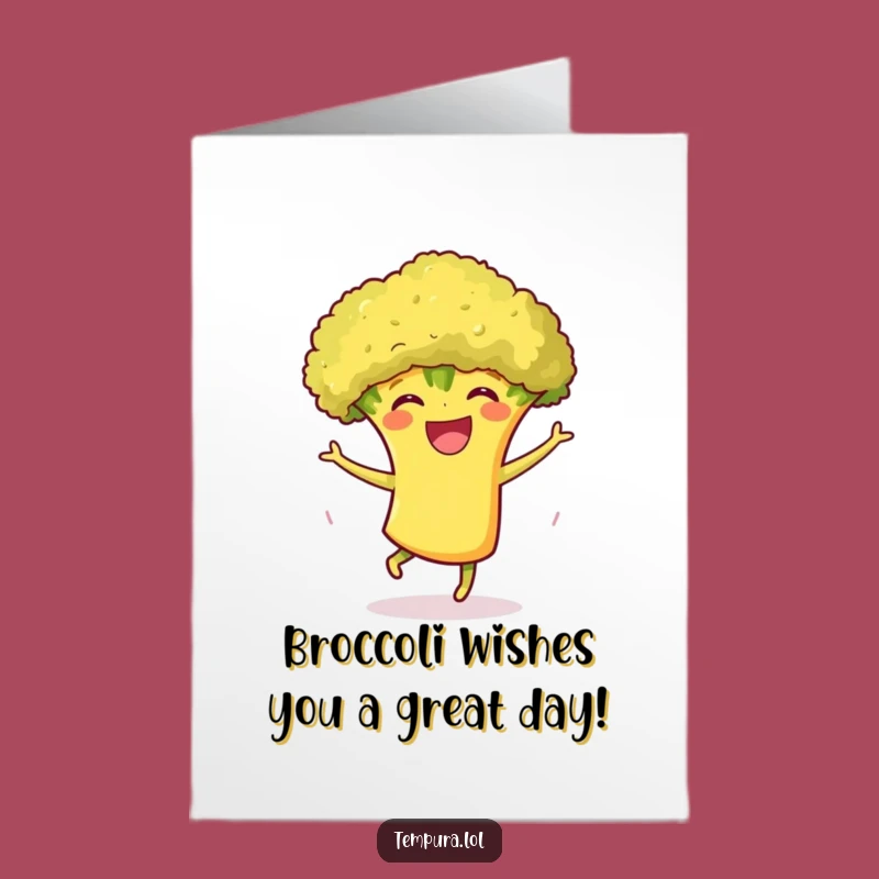 Free Printable Funny Birthday Card: Dancing Broccoli Tempura - Downloadable Humorous Gift