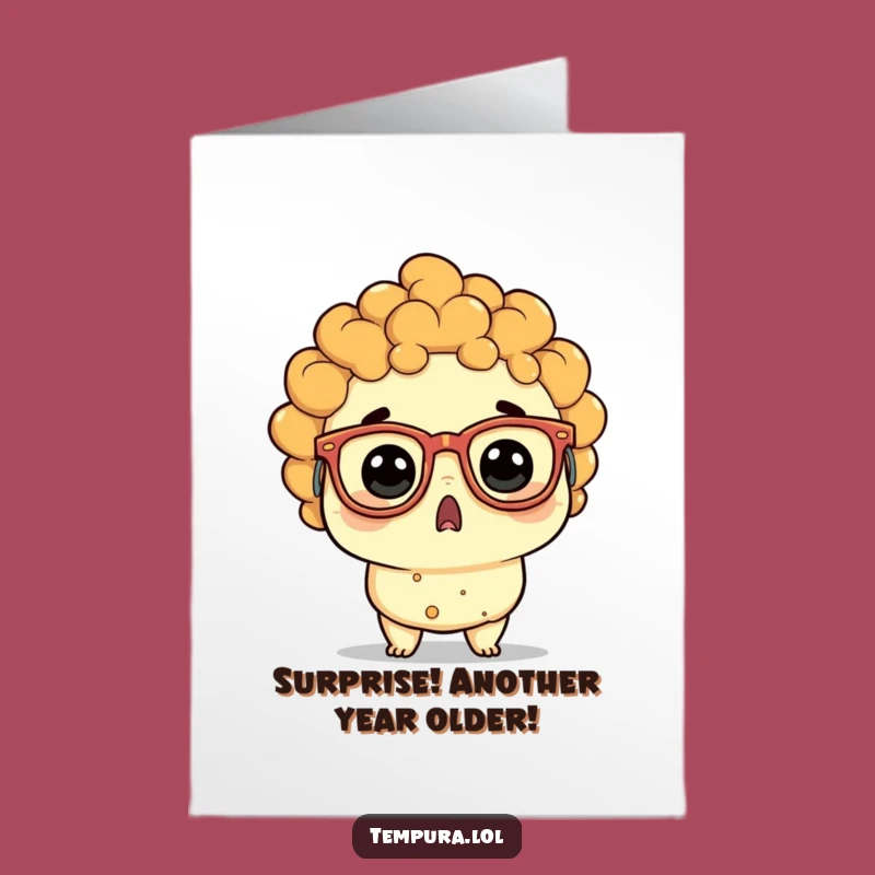 Free Printable Birthday Card: Surprised Tempura with Silly Glasses for a Funny Gift