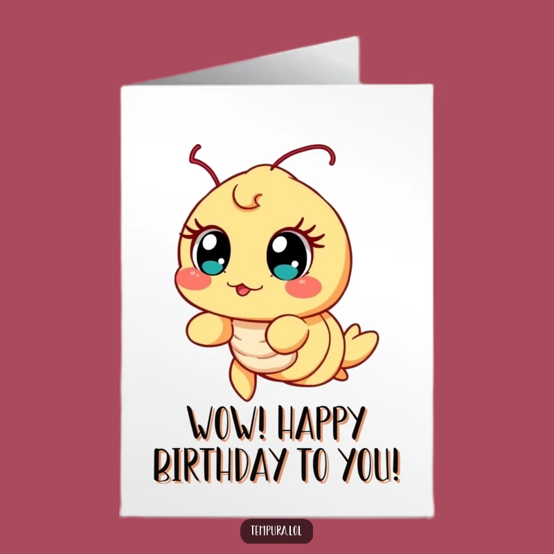 Free Printable Birthday Card: Excited Tempura Shrimp, Downloadable Humorous Greeting Card Gift
