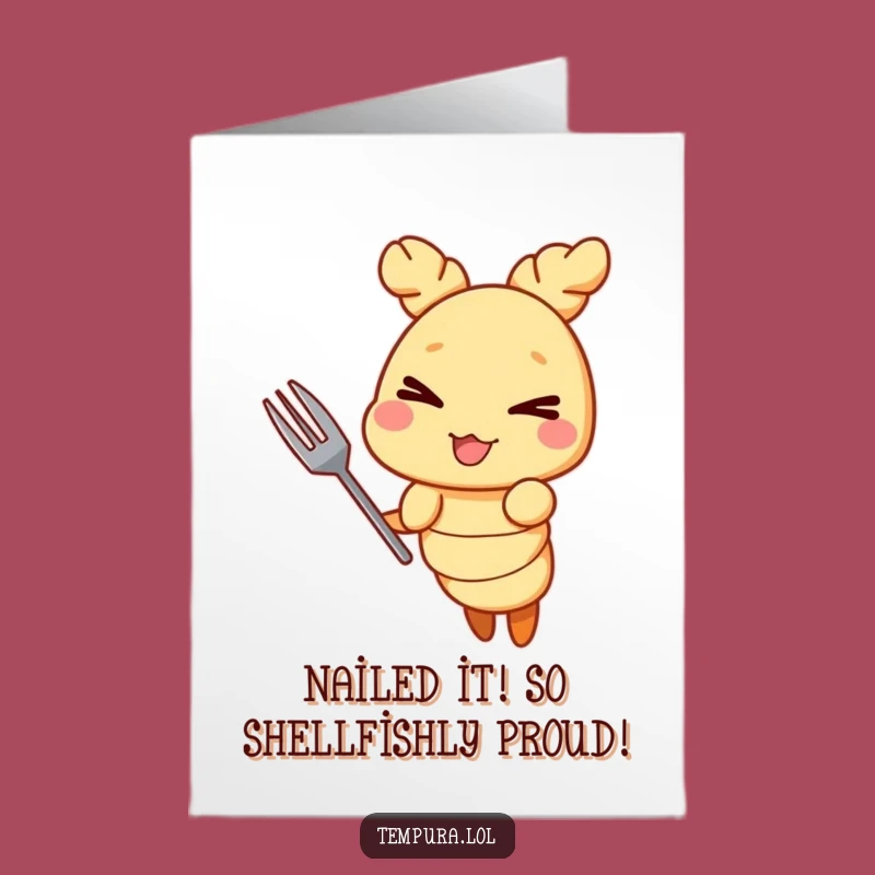 Free Printable Congrats Card: Mischievous Shrimp Tempura - Humorous Downloadable Celebration