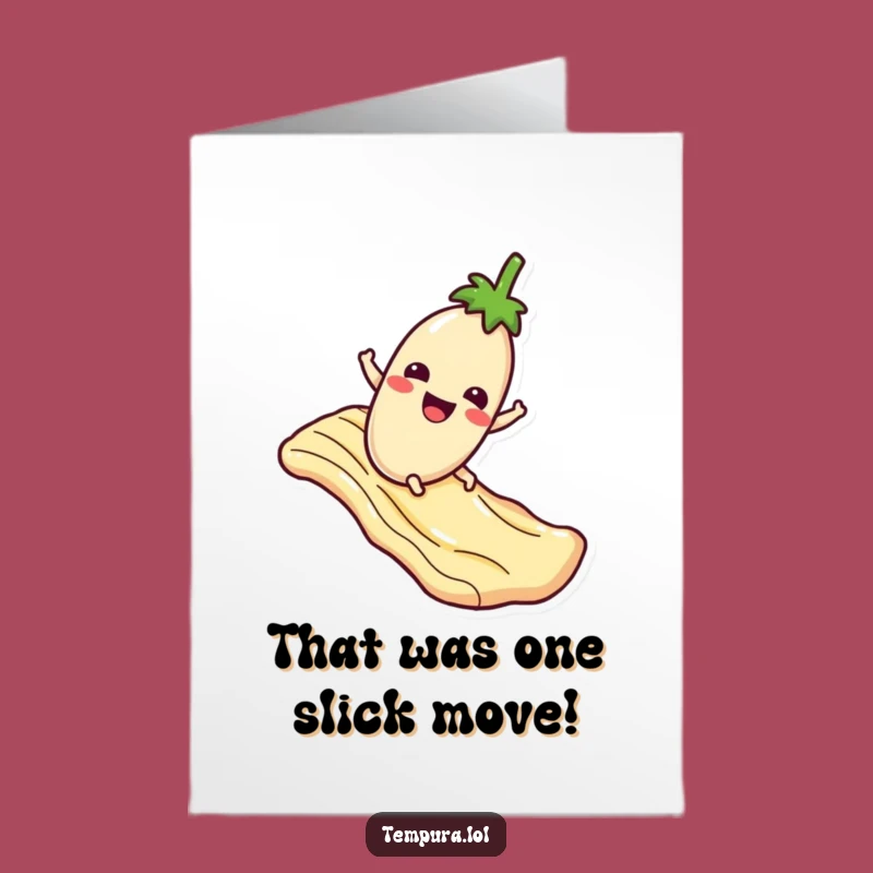 Free Printable Congrats Card: Eggplant Sauce Slide Success Funny Downloadable Gift
