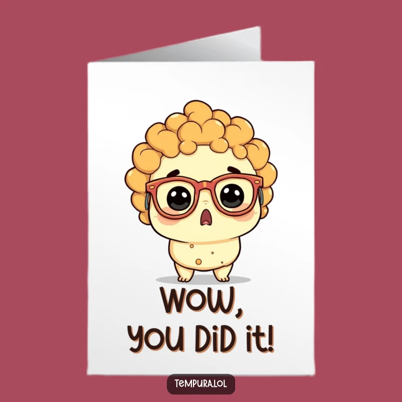 Free Printable Congrats Card: Shocked Tempura in Silly Glasses for a Funny Gift