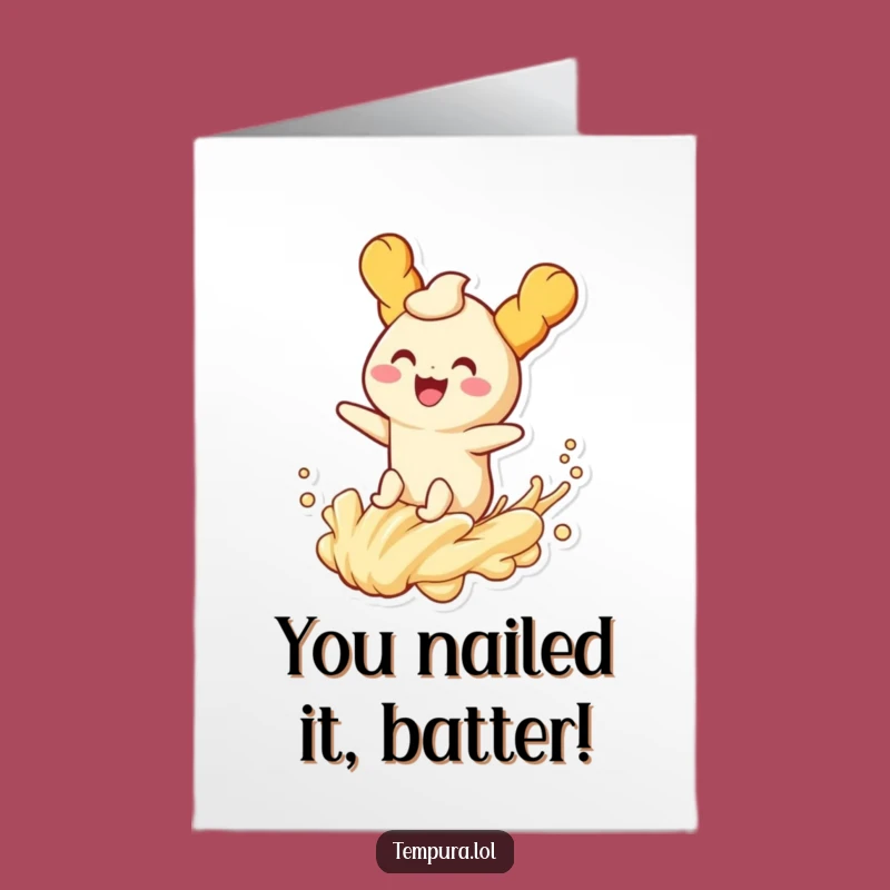 Free Printable Congrats Card: Hilarious Tempura Batter Wave Rider, Downloadable Joy