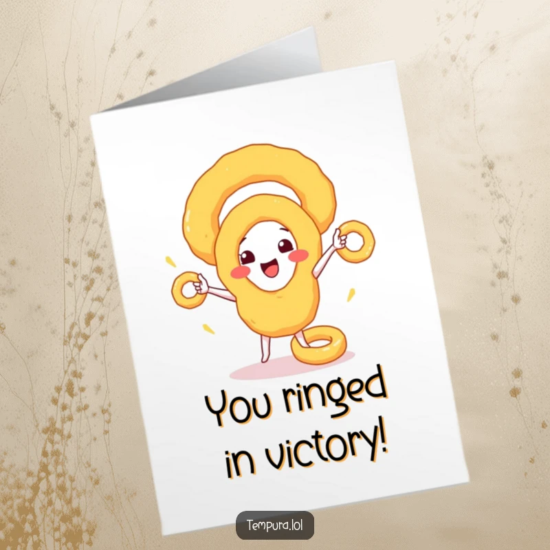 Funny Free Printable Congrats Card: Onion Ring Character Juggling Rings, Celebrating Success