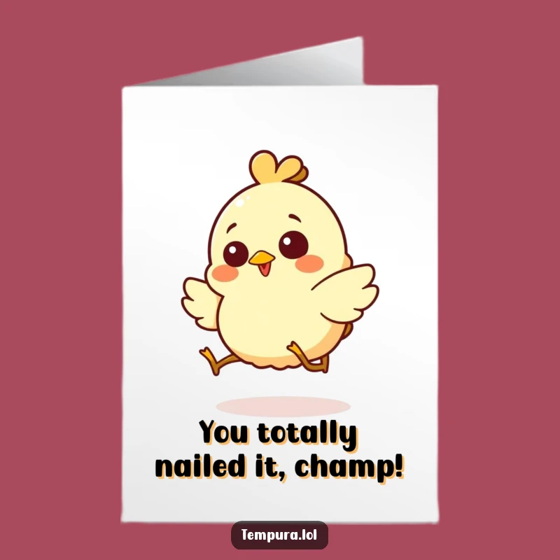 Free Printable Congrats Card: Giggling Chicken Tempura Hop Funny Downloadable Gift