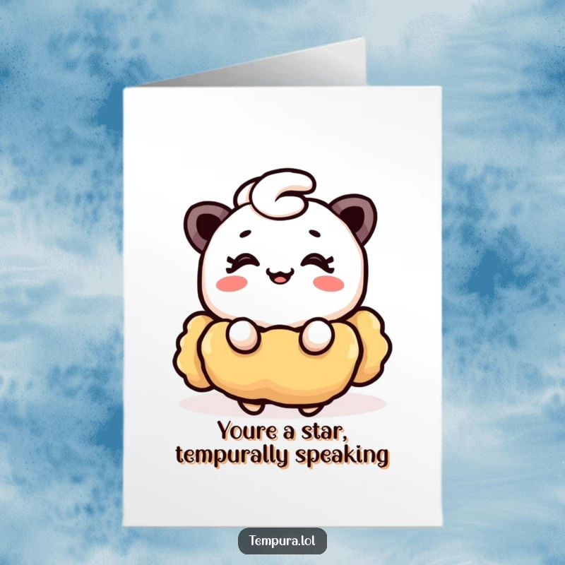 Free Printable Congratulations Card: A happy tempura piece gives a subtle wink with a small smile.