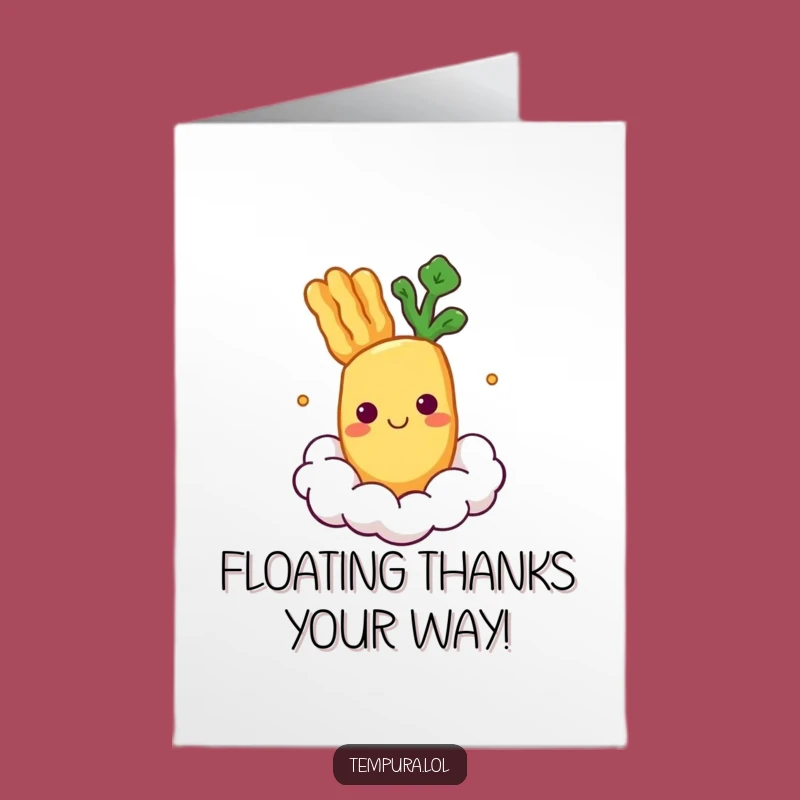 Free Printable Thank You Card: Floating Tempura Veggie Thanks! Downloadable Funny Gift.