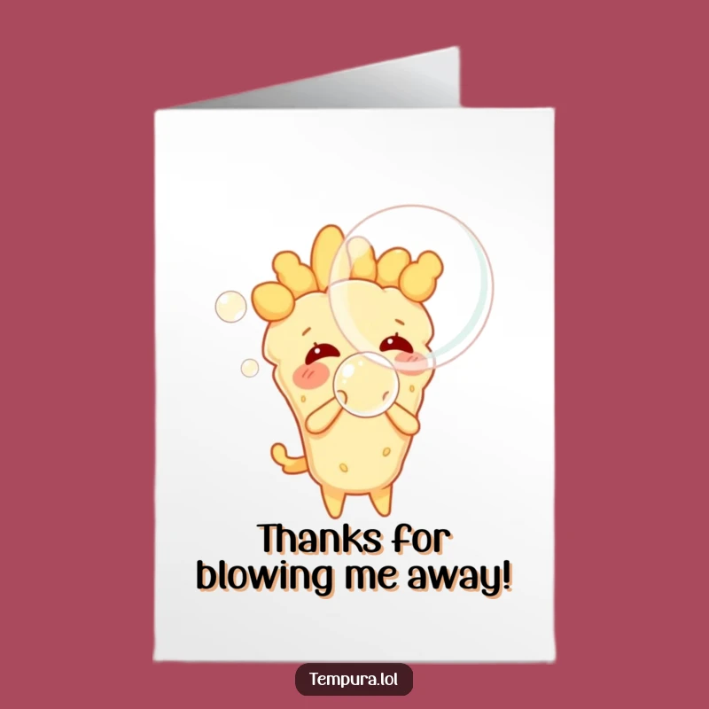 Free Printable Thank You Card: Giggle-Inducing Tempura Bubble Design for a Grateful Gift