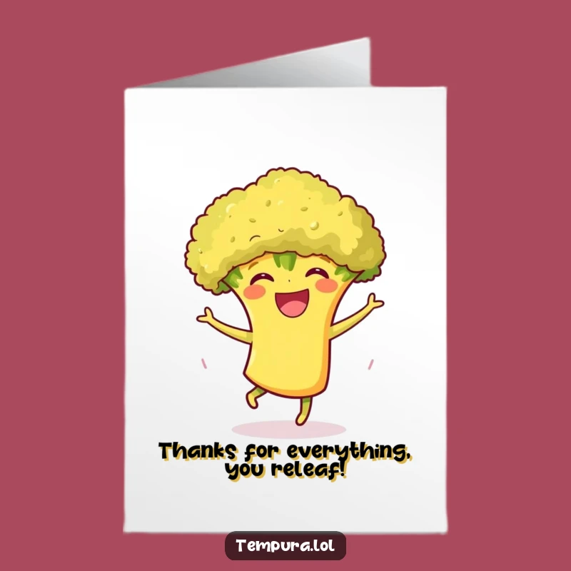 Free Printable Thank You Card: Happy Dancing Broccoli - Humorous Downloadable Gratitude