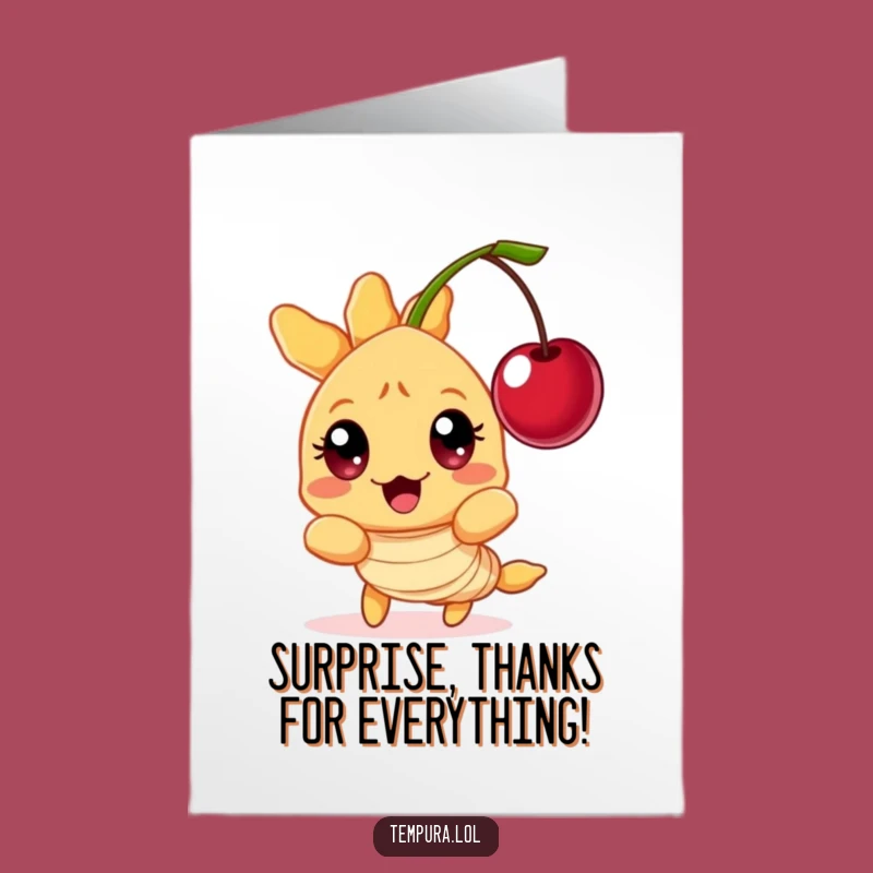 Free Printable Thank You Card: Surprised Tempura, Grateful Funny Downloadable Gift
