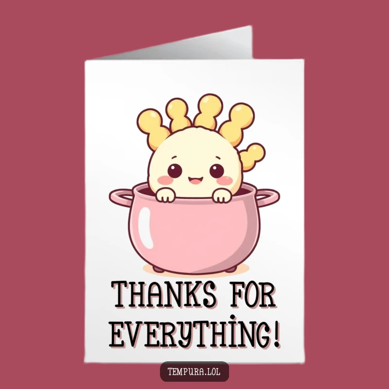 Free Printable Thank You Card: Happy Tempura Pot Peek, Downloadable Gratitude