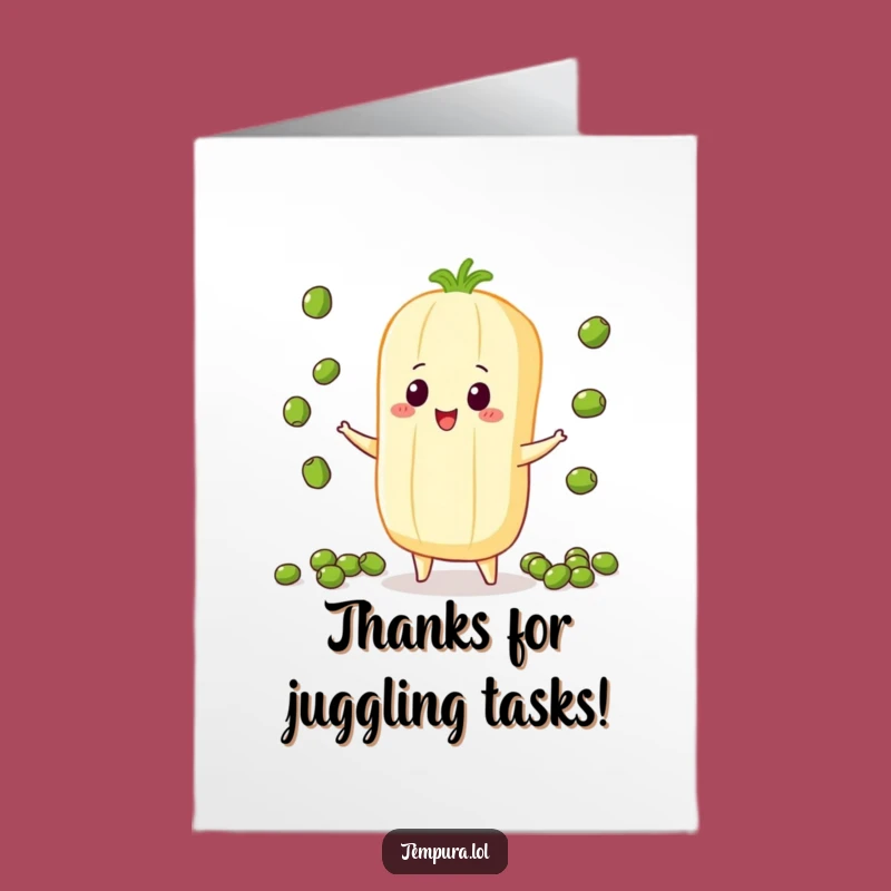 Free Printable Thank You Card: Juggling Tempura Veggies, Downloadable Humorous Thanks Gift