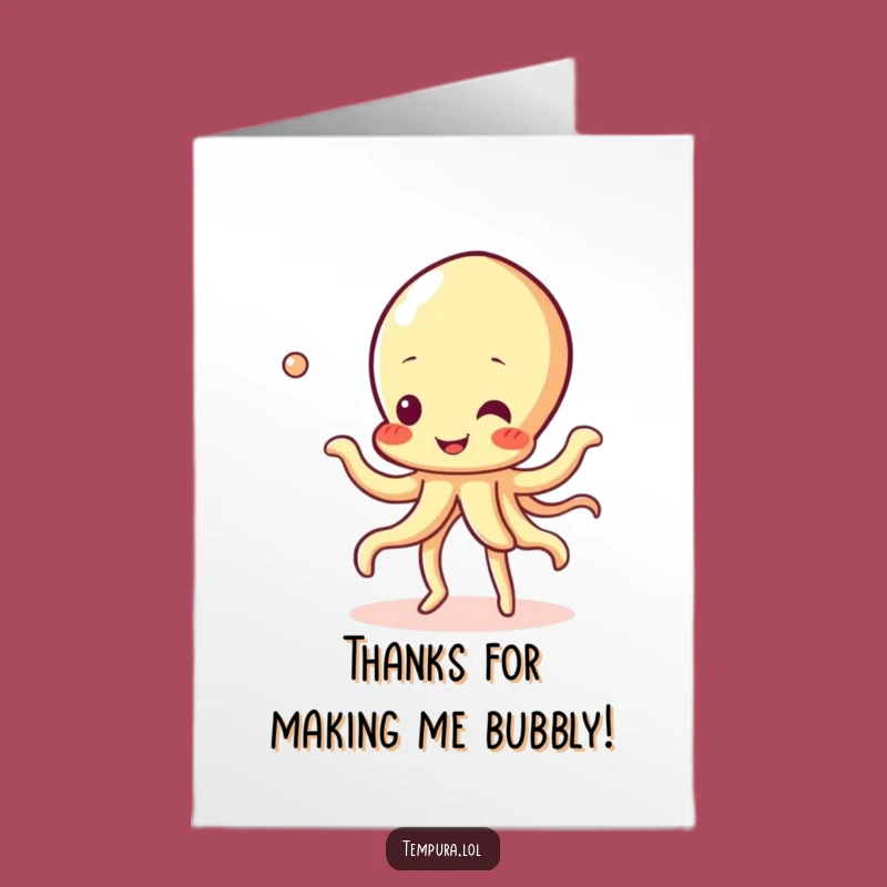 Free Printable Thank You Card: Bubbly Tempura Squid Dance Funny Downloadable Gift