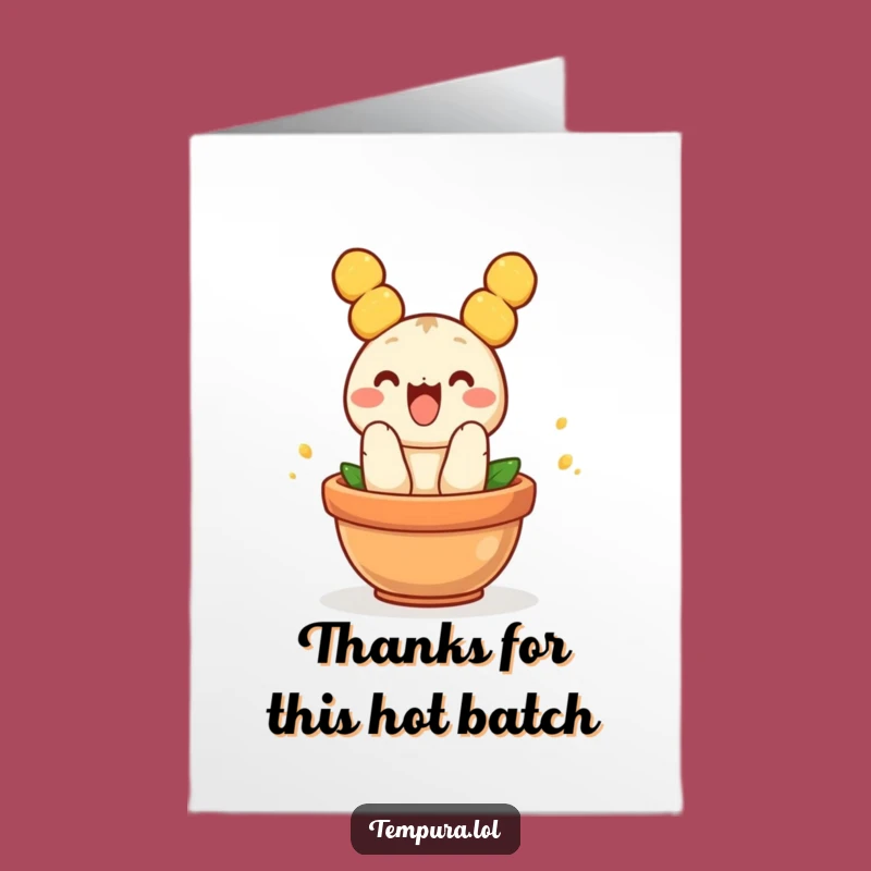 Free Printable Thank You Card: Tempura Jumps in Pot - Grateful Funny Downloadable