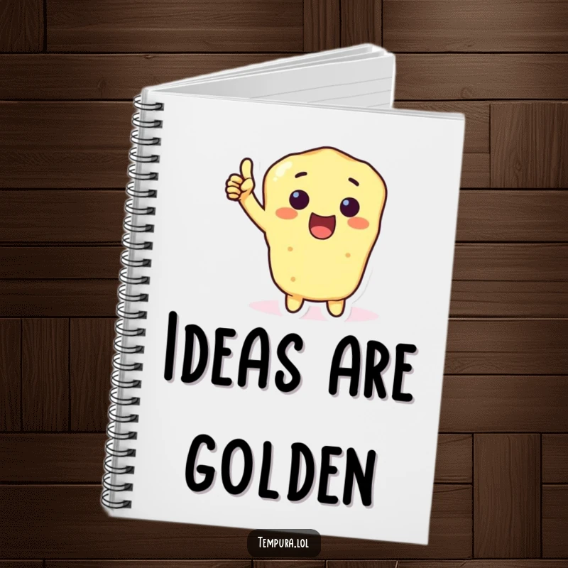 Funny Tempura Thumbs-Up Notebook featuring a tempura character giving an excited thumbs-up, perfect for jotting down ideas with a humorous, positive touch.