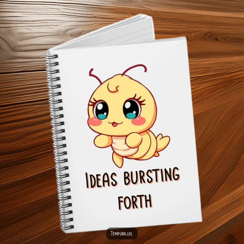 Funny Excited Shrimp Notebook, illustrated with wide, excited eyes, perfect for jotting down thoughts filled with wonder and enthusiasm.