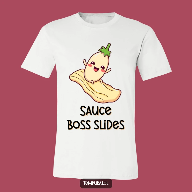 Funny Eggplant Sauce Slide T-Shirt: Hilarious Food Adventure Tee