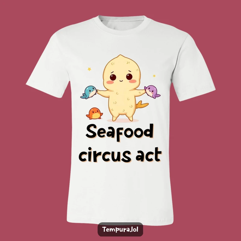 Funny Juggling Tempura T-Shirt: Wearable Circus Fun for Foodies