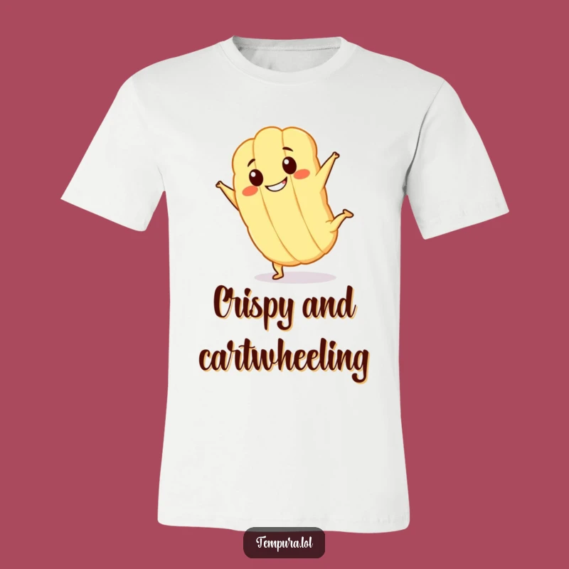 Funny Kawaii Tempura Cartwheel T-Shirt: Grinning Fried Character, Awesome Gift