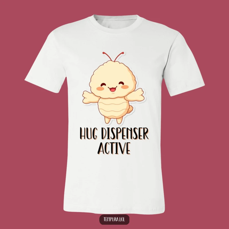 Funny Hugging Tempura Shrimp T-Shirt: Cute Fluffy Ebi Character, Hilarious Apparel, Ideal Funny Gift