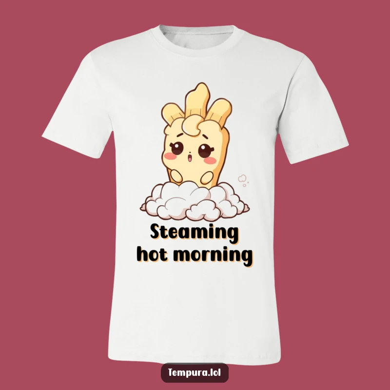 Funny Tempura Steam Wink T-Shirt: Surprised Character Tee for Humorous Style