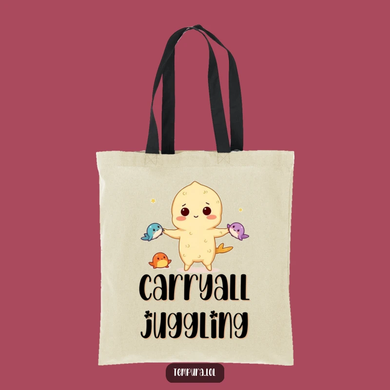 Funny Juggling Tempura Tote Bag: Carry Your Catch with Comical Flair