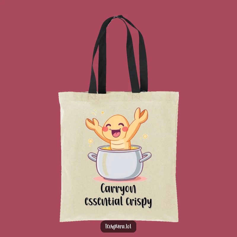 Funny Tempura Shrimp Leaping Tote Bag: Carry Your Groceries with Culinary Flair!