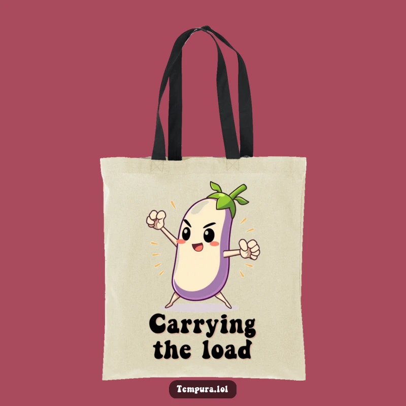 Funny Heroic Tempura Eggplant Tote Bag: Dramatic Carryall Gift