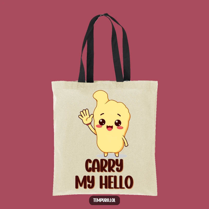 Funny Hello Tempura Tote Bag - Carry Your Greetings with Style