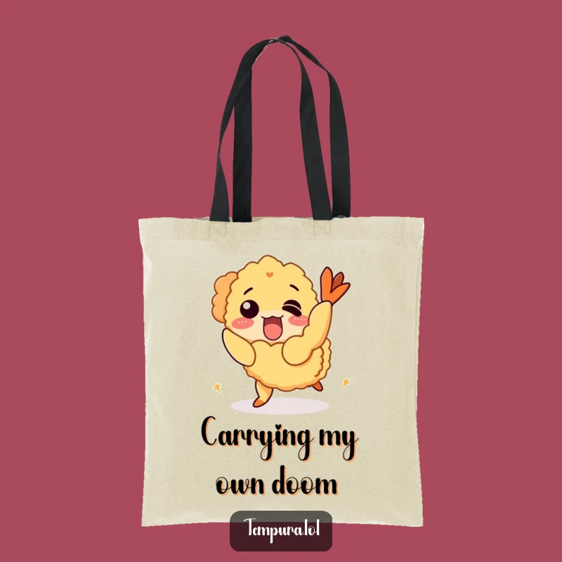 Funny Tripping Tempura Shrimp Tote Bag: Carry Your Laughs Casually